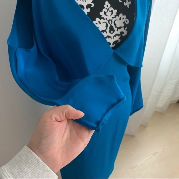 Cushnie deep v contessa cerulean 100% silk dress size 6 - Picture 7 of 10